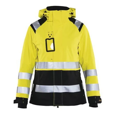 Image de Veste hardshell imperméable haute visibilité femme jaune/marine