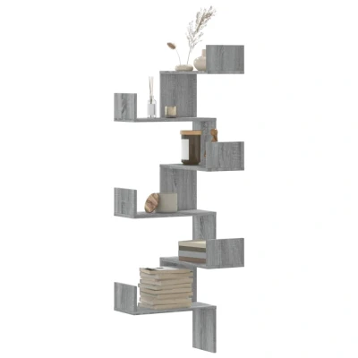 Afbeelding van Hoekwandschap 45x45x147 cm bewerkt hout grijs sonoma eikenkleur