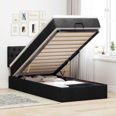 Afbeelding van vidaXL Bedframe met matras 90x190cm stof zwart