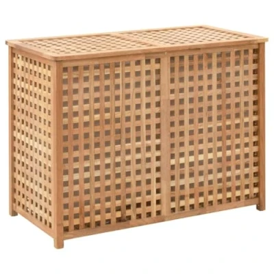 Image de vidaXL Coffre à linge 87,5x46x67 cm Bois de noyer massif247604