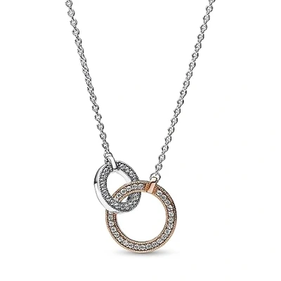 Afbeelding van Pandora TWO TONE Intertwined Circles Ketting, Dames, Maat: 45, Sterling silver and rose gold plated