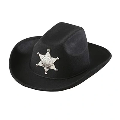 Afbeelding van Widmann Sheriff Kostuum Cowboyhoed Zwart Met Ster Kind Carnavalskleding Verkleedkleding