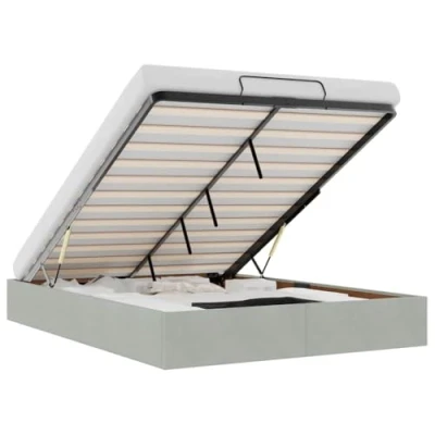 Afbeelding van vidaXL Ottoman bedframe zonder matras 140x200 cm fluweel lichtgrijs