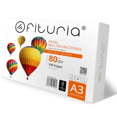 Afbeelding van A3 vellen, multifunctioneel papier voor printers en kopieerapparaten, wit werkomgevingen thuisgebruik, DIN vellen 80 g/m², pak Ophyturia (100
