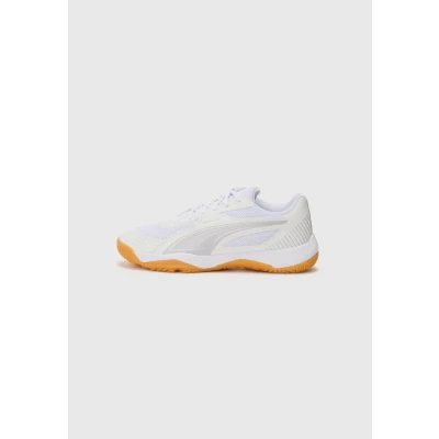 Afbeelding van Puma Solarflash III Unisex Handbalschoenen voor kinderen, Maat: 36, White/lilac crush/berry Schoenen