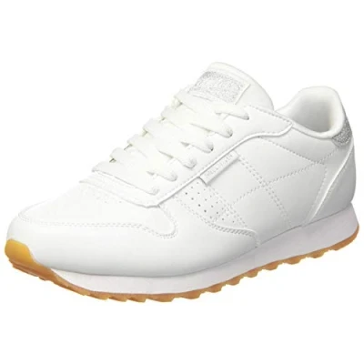 Afbeelding van Skechers Og 85 Old School Cool hoge sneakers voor dames, White Duraleather Silver Glitter Trim, 39.5 EU