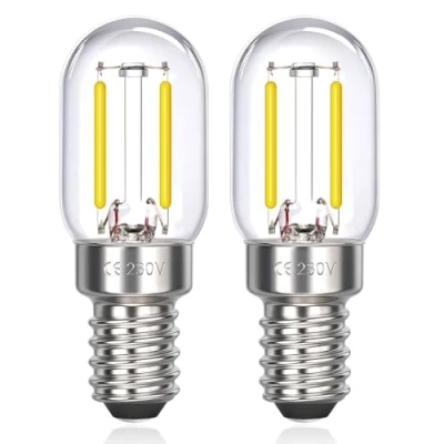 Afbeelding van led filament E14, 2 W, voor koelkast, T22, 200 lm, komt overeen met 15 W gloeilamp, koud wit 6000 K, 230 V, kleine E14 koelkast/zoutlamp/nachtlampje kinderen, stuks