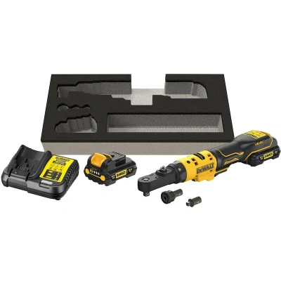 Image de DEWALT DCF500L2G QW Clé à cliquet d&#039;angle 12V XR Brushless 1/4&quot; et 3/8&quot; (1x batterie 3 Ah + chargeur)