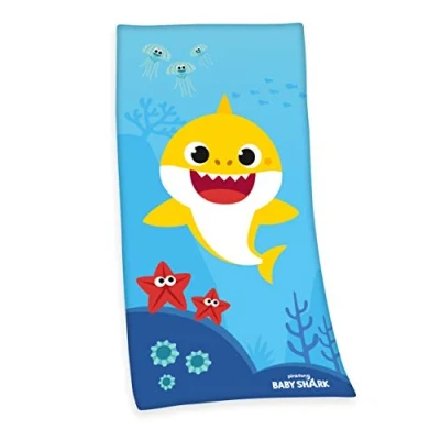 Afbeelding van Herding Baby Shark Fluwelen Badhanddoek, 75 x 150 cm, 100% katoen/fluweel
