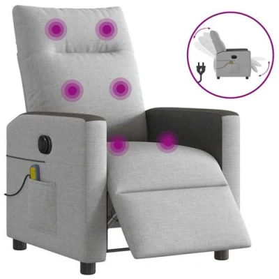 Image de vidaXL Fauteuil de massage inclinable électrique gris nuage tissu3324044