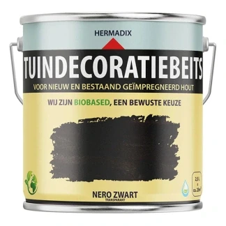 Afbeelding van Hermadix Tuindecoratiebeits Transparant 720 Nero 2,5 liter Tuinbeits