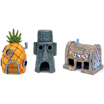 Afbeelding van Penn Plax Officieel gelicentieerde Spongebob Aquariumdecoraties Ananas Squidward House en Crusty Crab Hars Figuren Aquarium &amp; Terrarium Accessoires