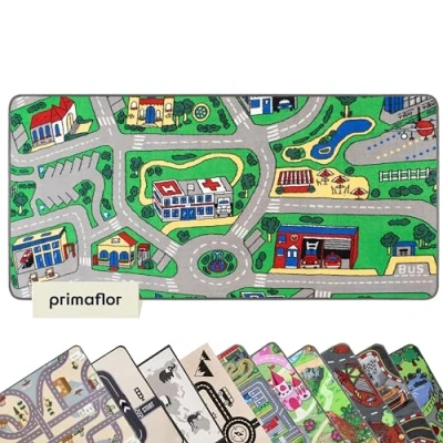 Afbeelding van Primaflor Ideen in Textil Speeltapijt straattapijt circuittapijt voor auto hoogwaardig kinderautotapijt (200 x 300 cm, City)