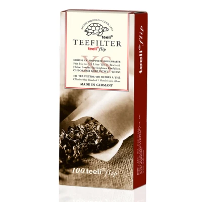 Afbeelding van Teeli flip XS Theefilter Papier / Filters Voor Losse thee 100 Filter Zakjes Om Zelf Te Vullen/ Tassen Wegwerp Filterzakjes Geschikt Een Beker Papieren maximaal 0,3 liter (1 kop).