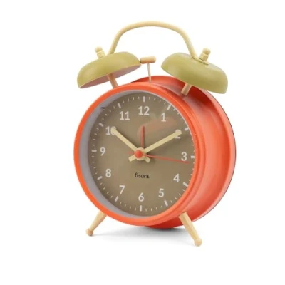 Afbeelding van Fisura Retro Wekker met Hamerbel beige/oranje
