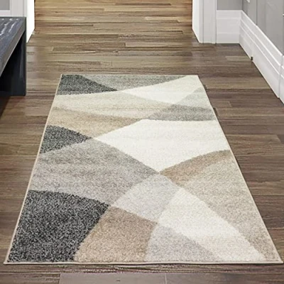 Afbeelding van Teppich Traum Woonkamertapijt met modern abstract patroon, onderhoudsvriendelijk, grijs/beige, afmetingen: 80 x 140 cm