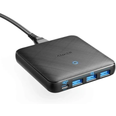 Afbeelding van Anker PowerPort Atom III Slim USB C oplader, 65 W 4 poorts PIQ 3.0 &amp; GaN voeding met 45 ingang, voor MacBook, laptops, iPad Pro, iPhone, Galaxy, Pixel en meer