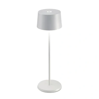 Afbeelding van Zafferano, Olivia Pro lamp, draagbare en oplaadbare tafellamp met touch bediening, geschikt voor woonkamer buiten, dimmer 2200 3000 K, hoogte 35 cm, kleur wit
