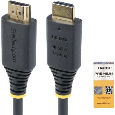Afbeelding van StarTech.com 2m Premium Gecertificeerde High Speed HDMI Kabel, 4K 60Hz/1440p 144Hz, HDR10/HDCP 2.2/ARC, 18Gbps, UHD 2.0 Kabel voor TV/Monitor/Display, TPE Mantel