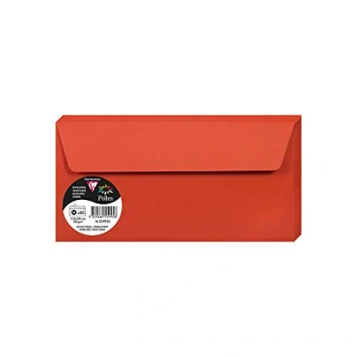 Afbeelding van Clairefontaine 55995C, verpakking met 20 zelfklevende enveloppen, formaat DL (11 x 22 cm), 120 g/m², kleur: koraalrood, uitnodiging voor evenementen en correspondentie, Pollen serie, glad papier van