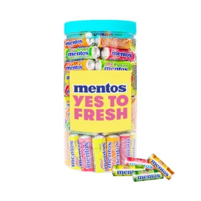 Afbeelding van Mentos mini snoep rolletjes fruitsnoep 1000g