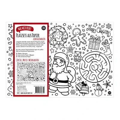 Afbeelding van Set van 12 Kerst Placemats om in te kleuren, Kleurplaten Activiteiten voor Kinderen Kersttafel Decoratie Kerstcadeau Idee