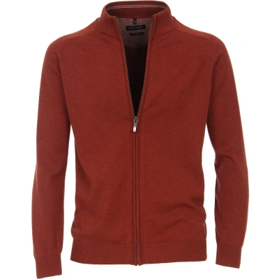 Afbeelding van Casa Moda Vest Zip Brique maat L Heren met Regular fit Pasvorm Katoen Suitable Herenkleding