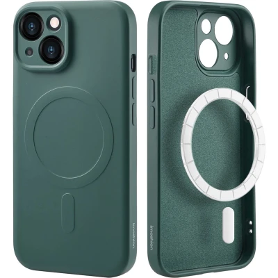 Afbeelding van iMoshion Hoesje Geschikt voor iPhone 15 Siliconen Color Backcover MagSafe Donkergroen