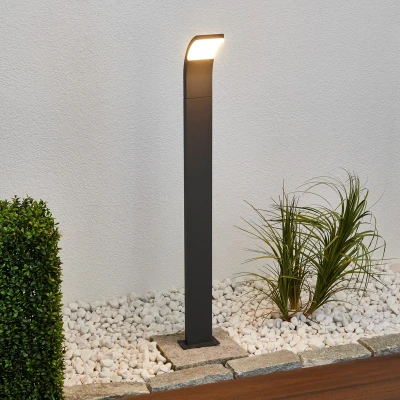 Afbeelding van Lucande LED buitenlamp 1licht aluminium, kunststof H: 100 cm grafietgrijs, wit Inclusief lichtbron