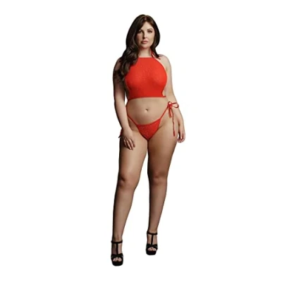 Afbeelding van Shots Le Désir Sexy Strass Top en String Plus Size red Queen