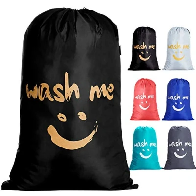 Afbeelding van IHOMAGIC grote linnen reiszak, waszak, met de hand wasbare opbergtas, lichtgewicht 120 liter, slaapzaal voor vuile kleding, kamp en appartementen, reizen, zwart