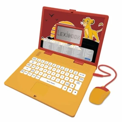 Image de Lexibook, Disney Król Lew, dwujęzyczny francuski/angielski komputer edukacyjny, zabawka dla dzieci z 124 aktywnościami językowymi, pisaniem, matematyką, logiką, muzyką i grami, żółty/czerwony,