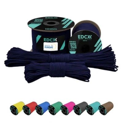 Afbeelding van EdcX 2 mm nylon paracord 275 (15, 30, 50 en 100 m) 100% touw, 3 strand koord, koord in vele kleuren (marineblauw, 15