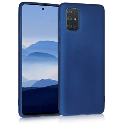 Afbeelding van kwmobile telefoonhoesje geschikt voor Samsung Galaxy A71 Hoesje smartphone Back cover in metallic blauw