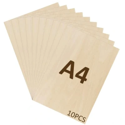Afbeelding van WISYOK Multiplex 10 stuks, 2 mm dik, houten plank A4, rechthoekige plaat, berkenhout, ruw hout, onafgewerkt, lasergesneden bladplaat voor brandschilderen, modelbouw, doe het zelf, 30 x 21 cm