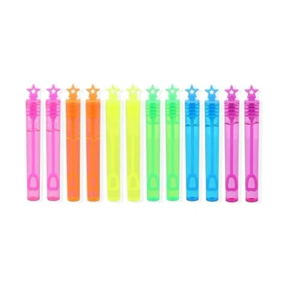 Afbeelding van Hendrandt HENBRANDT Set van 12 neon bubbelstokken met ster voor kinderfeest, bubbelbuis, prijs feestzakjes, huwelijksgeschenken