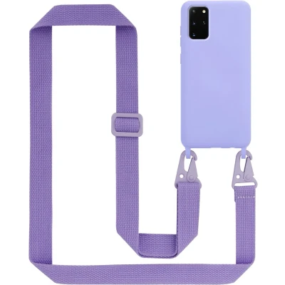 Afbeelding van Cadorabo Mobiele telefoon ketting geschikt voor Samsung Galaxy S20 PLUS in LIQUID LICHT PAARS Silicone beschermhoes met lengte verstelbare koord riem