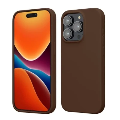 Afbeelding van kwmobile Case voor iPhone 15 Pro Slank TPU Hoesje met Zachte Afwerking In chocoladebruin