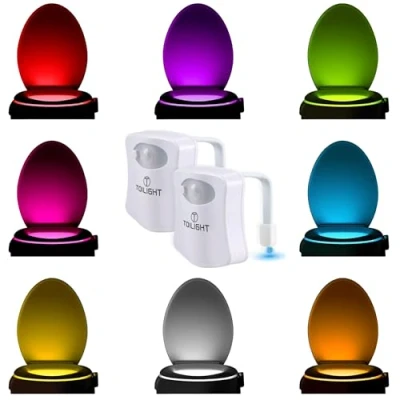 Afbeelding van 2 stuks The Original Toilet Bowl Night Light. Bewegingssensor Home Gadgets voor Mannen Vrouwen Dad Geschenken Vaderdag Kerst. Grappige nieuwe badkamer. Verjaardagscadeaus. Leuke coole