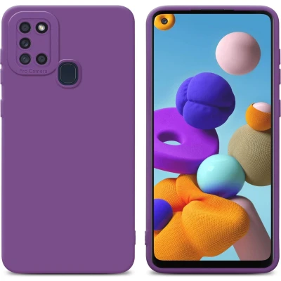 Afbeelding van Cadorabo Hoesje geschikt voor Samsung Galaxy A21s in Fluid MAT PAARS Beschermhoes gemaakt van flexibel TPU silicone Cover Case