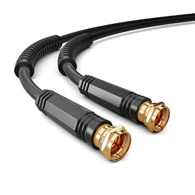 Afbeelding van HB DIGITAL 10 m antennekabel SAT TV 8K 4K UHD coaxkabel satelliet F stekker DVB S2 DAB+ radio omhulde stroomfilter 2 x ferrietkern zwart