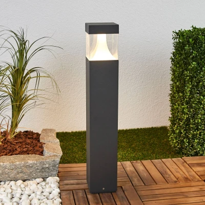 Afbeelding van Lucande LED buitenlamp 1licht drukgegoten aluminium, polycarbonaat H: 65 cm grafietgrijs, helder Inclusief lichtbron