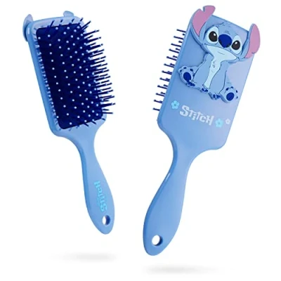 Afbeelding van Disney Stitch haarborstel, Marie Aristokatten, Minnie Mouse, cadeau idee voor kinderen, jongeren, volwassenen, officiële accessoires, ontwarrende Lilo en accessoires (Stitch blauw)