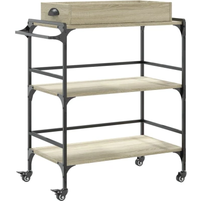 Afbeelding van Keukentrolley 81,5x41x92,5 cm bewerkt hout sonoma eikenkleurig