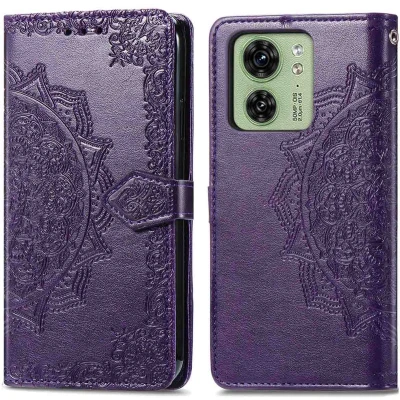 Afbeelding van iMoshion Hoesje Geschikt voor Motorola Edge 40 Met Pasjeshouder Mandala Bookcase Paars