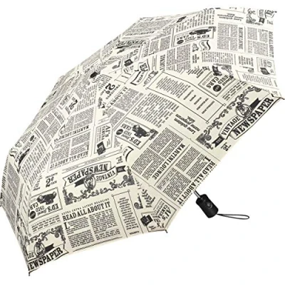 Afbeelding van Newspaper paraplu, Automatische zakparaplu, Vintage stijl