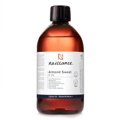 Afbeelding van Naissance Amandelolie Zoet (nr. 215) 500ml Puur, Natuurlijk, Wreedheidvrij, Veganistisch, Geen GGO Voor Haar, Huidverzorging en Lichaamsverzorging Gebruik bij Baardolie, massage aromatherapie