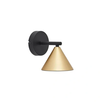 Afbeelding van Lucande Wandlamp design 1licht ijzer H: 15.4 cm GU10 mat zwart, messing geborsteld