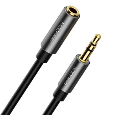 Afbeelding van deleyCON 1m Jack Audio Stereo AUX Kabel Verlengkabel 3,5mm Jackkabel Metalen Stekkers Mobiele Telefoon Smartphone Tablet Hoofdtelefoon HiFi Ontvanger (Extra Dun &amp; Flexibel)