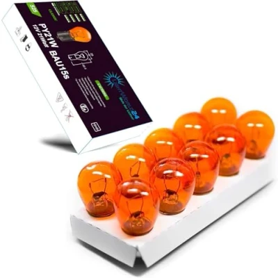 Afbeelding van LIGHTWORLD24 10 x PY21W indicatielampje 12V lamp bal geel oranje BAU15s autolamp S25 21W gloeilamp controlelamp